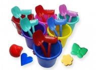 Children’s sandpit set - bucket, rake, spade and sand molds