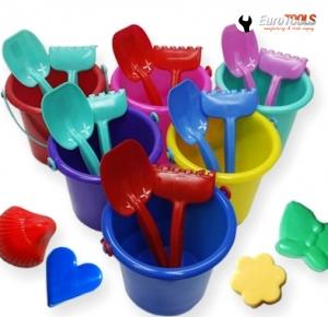 Children’s sandpit set - bucket, rake, spade and sand molds